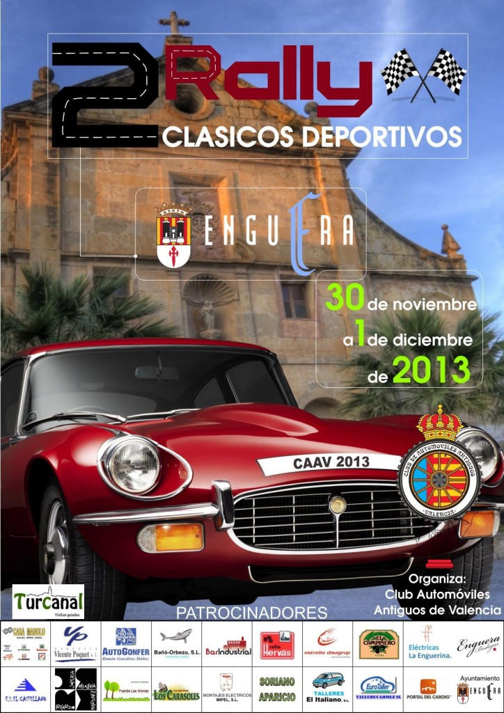 EL SEGUNDO RALLY DE CLÁSICOS DEPORTIVOS A ENGUERA, ORGANIZADO POR EL CLUB DE AUTOMÓVILES ANTIGUOS DE VALENCIA (CAAV), SERÁ DEL 30 DE NOVIEMBRE AL 1 DE DICIEMBRE.