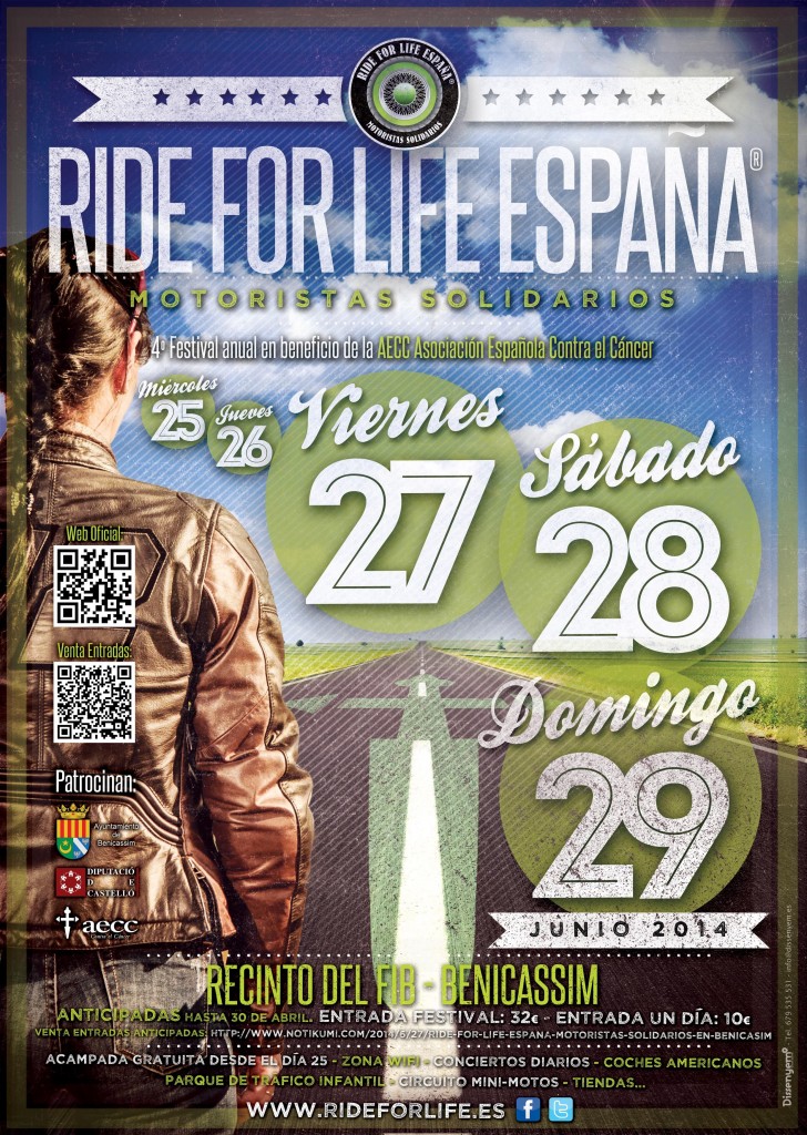 RIDE FOR LIFE ESPAÑA®,  MOTORISTAS SOLIDARIOS, DEL  25/29-VI-2014