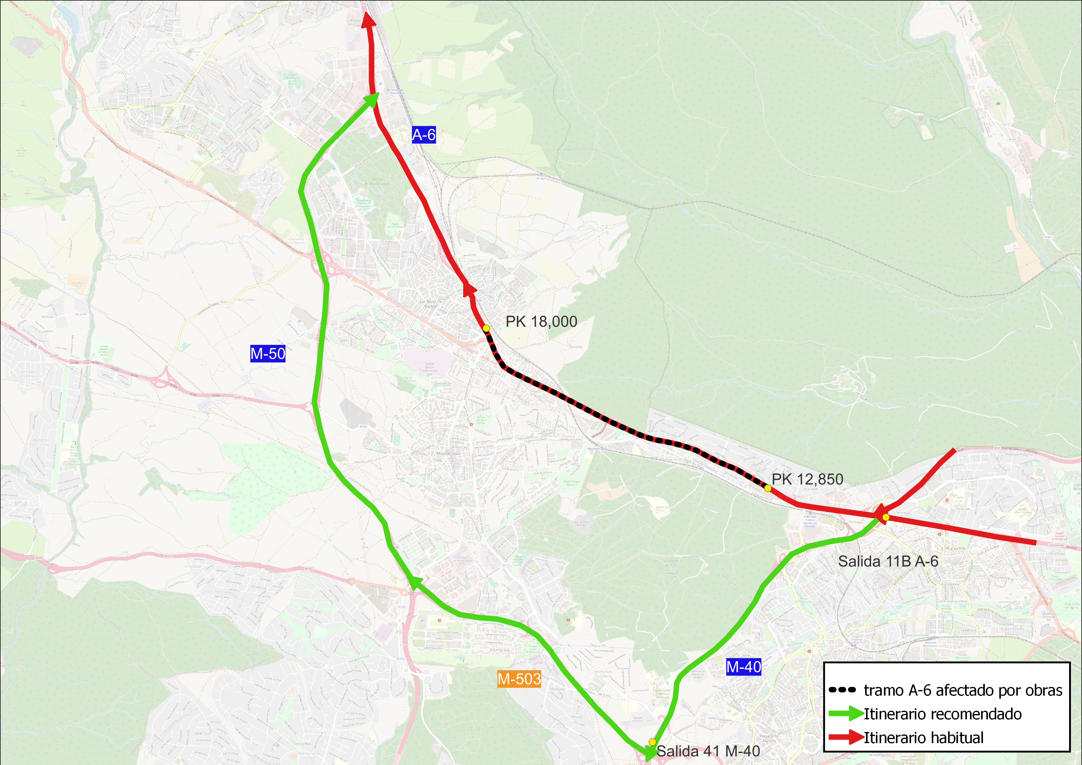 OBRAS EN LA A6 Y RUTA ALTERNATIVA