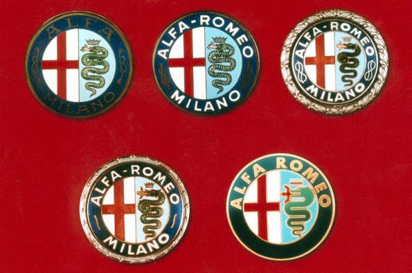 LOGOTIPOS DE ALFA ROMEO CORRESPONDIENTES A DIFERENTES ETAPAS DE LA EMPRESA