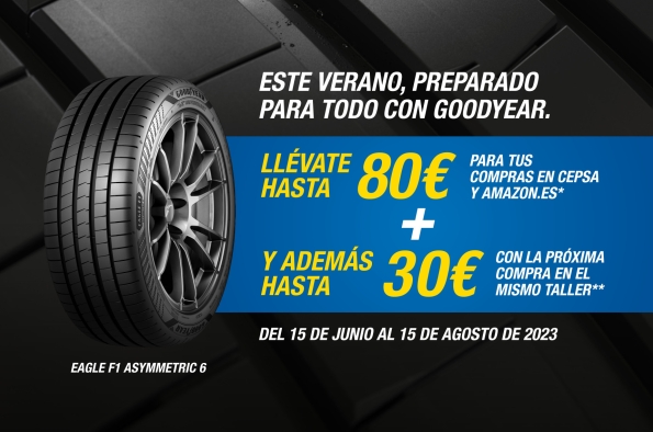 GOODYEAR INAUGURA EL VERANO REGALANDO HASTA 80 EUROS EN CARBURANTE O TARJETAS AMAZON