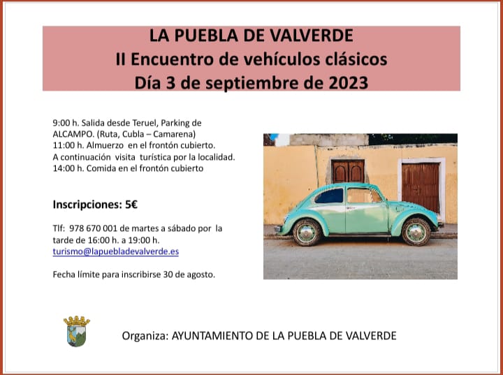 II ENCUENTRO DE VEHÍCULOS CLÁSICOS EN LA PUEBLA DE VALVERDE (TERUEL), 3/IX/2023