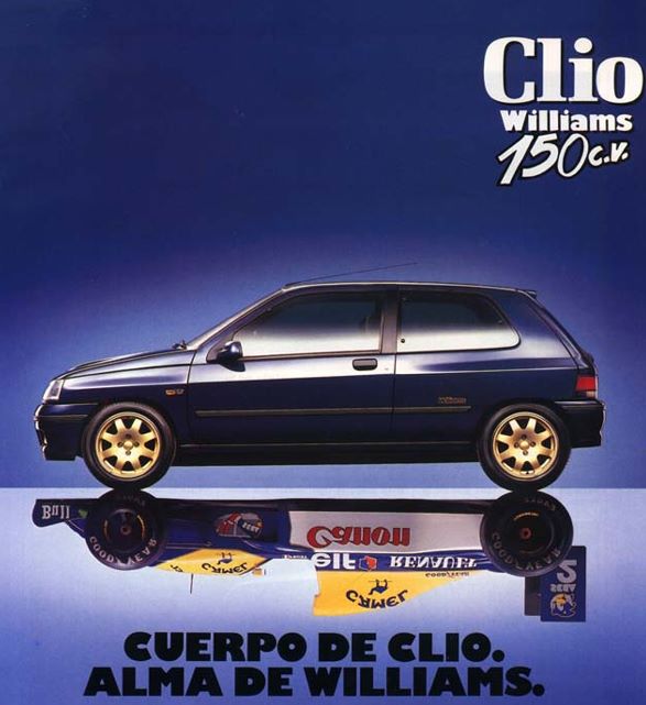 CLIO WILLIAMS AZUL Y CON LLANTAS DORADAS, QUE AUMENTABA SU CILINDRADA Y EXCLUSIVIDAD CON “CUERPO DE CLIO Y ALMA DE WILLIAMS”