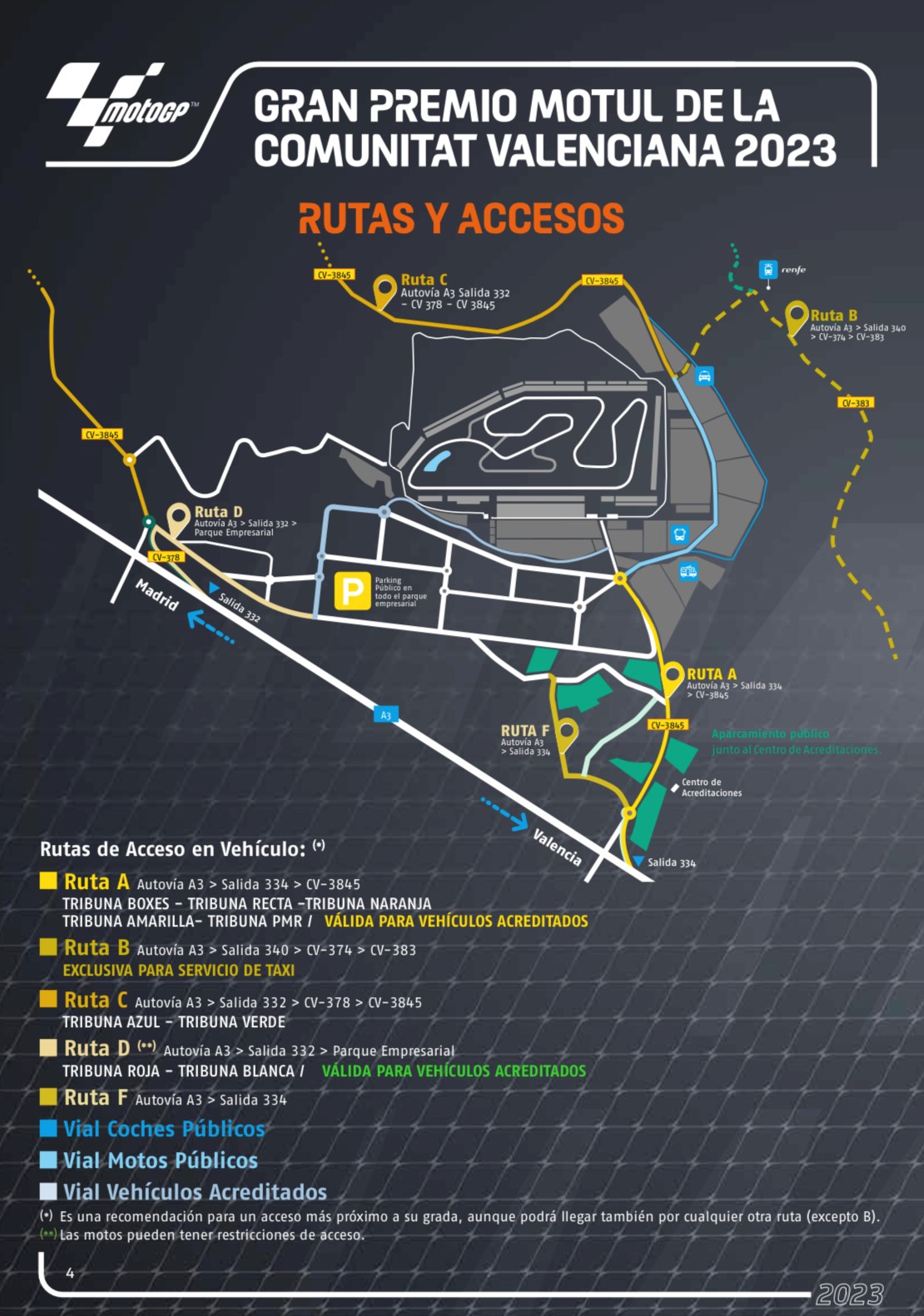 EL CIRCUIT RICARDO TORMO CONTARÁ CON CUATRO ACCESOS PARA EL GRAN PREMIO